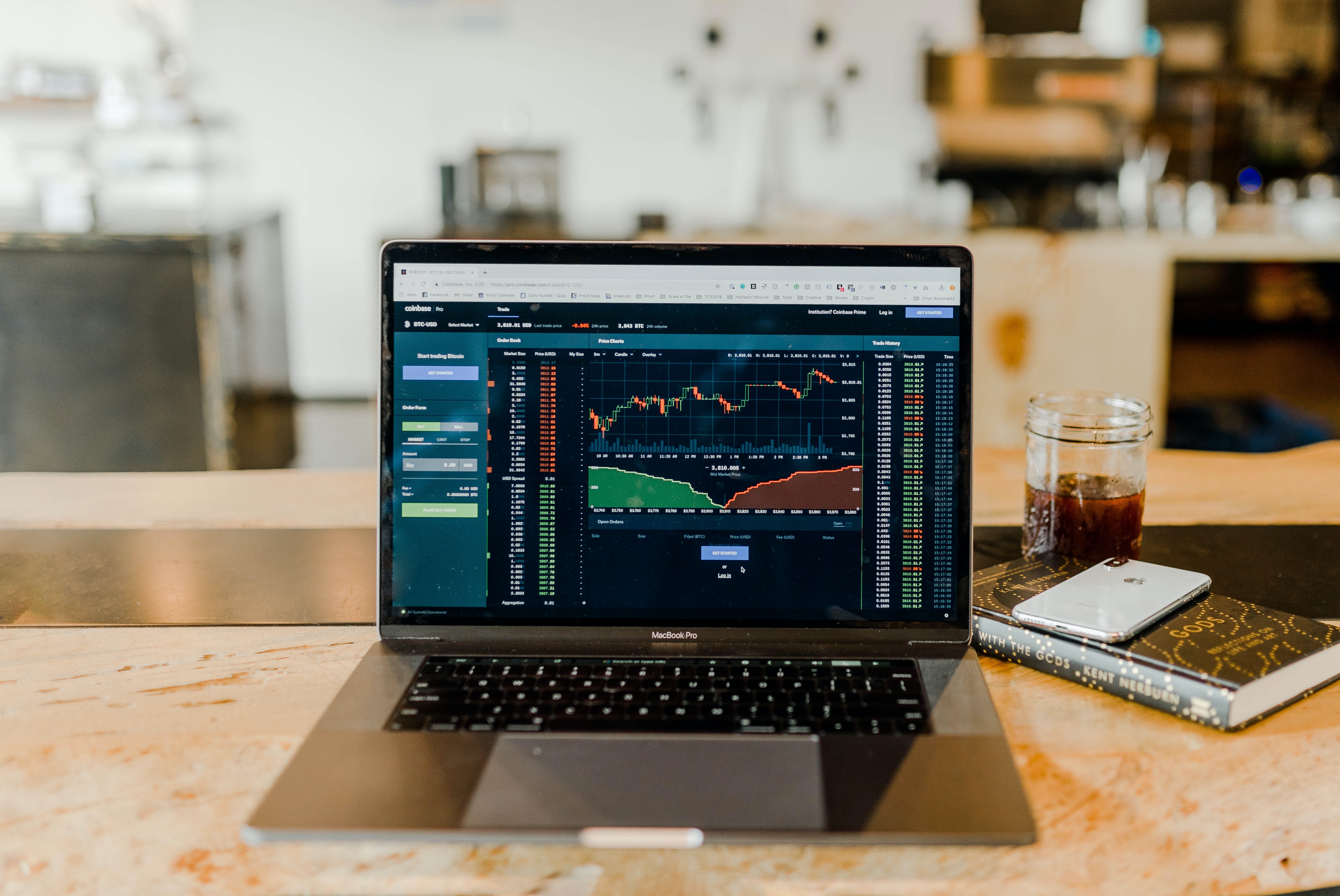 Computer showing market depth